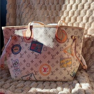 Large Beige Monogram Tote Bag